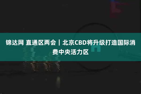 锦达网 直通区两会｜北京CBD将升级打造国际消费中央活力区